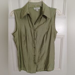 Dressbarn Small Green Top Sleveless Blouse Shirt Women